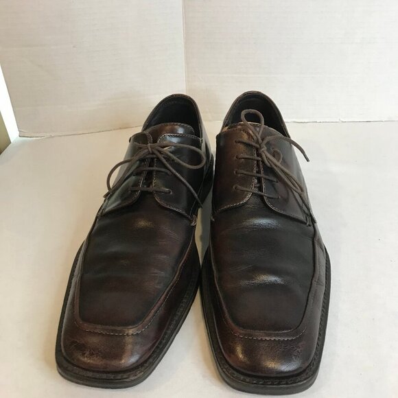 JOHNSTON & MURPHY MENS LEATHER BROWN OXFORDS SIZE 10M - Picture 1 of 6